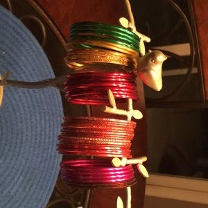 Metal bangles of various colors.